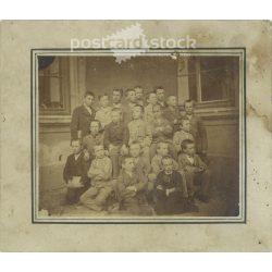   Circa 1900 - Occasional class photo. The people in the photo and the photographer are unknown. Original old photo. Black and white, laminated photo, original paper photo. (2793768)