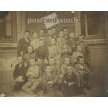 Circa 1900 - Occasional class photo. The people in the photo and the photographer are unknown. Original old photo. Black and white, laminated photo, original paper photo. (2793768)