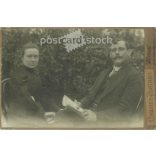 Circa 1900 - Photo of a young couple in the garden. The photo was taken in Füred’s photo studio in Kisújszállás. Old photo. Original cabinet photo / hardback photo / business card, CDV photo. (2793769)