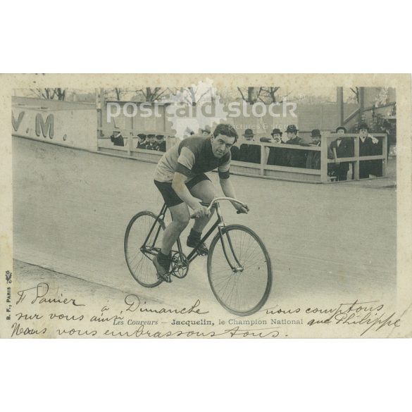 1904 Paris. The national champion - Jacquelin, during the competition. Old photo. Black and white photo sheet, original paper image. (2793781)