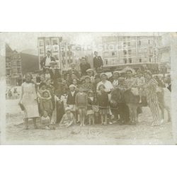   Circa 1900 - Group photo by the sea. The people in the photo and the photographer are unknown. Old photo. Black and white photo sheet, original paper photo. (2793783)