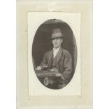 Circa 1910 - János Vidovernyecz drinking wine, with a cigarette, in Békéscsaba. The author of the picture is unknown. Original old photo. Black and white, laminated photo, original paper image. (2793788)