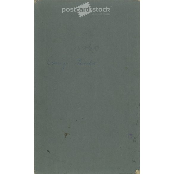 1927 - Portrait photo of soldier Sándor Csányi, with a decoration. The photo was taken in Jenő Dékány’s photo studio in Karcag. Original old photo. Black and white, laminated photo, original paper image. (2793793)