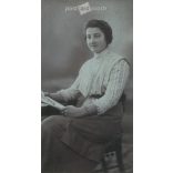 1927 - Cs. Portrait photo of Erzsike Szabó. The photo was taken in Jenő Dékány’s photo studio in Karcag. Original old photo. Black and white, laminated photo, original paper image. (2793794)