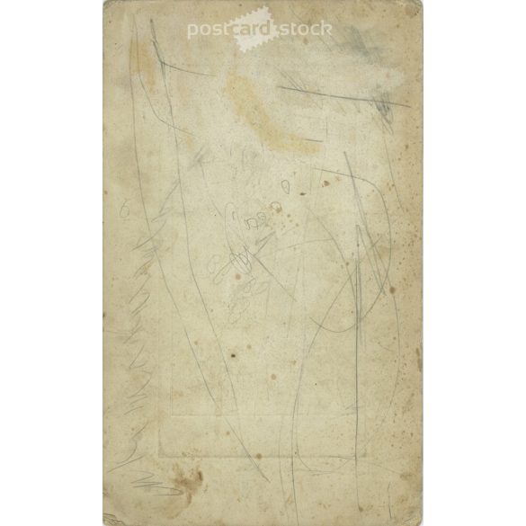 1927 - Cs. Portrait photo of Erzsike Szabó. The photo was taken in Jenő Dékány’s photo studio in Karcag. Original old photo. Black and white, laminated photo, original paper image. (2793794)