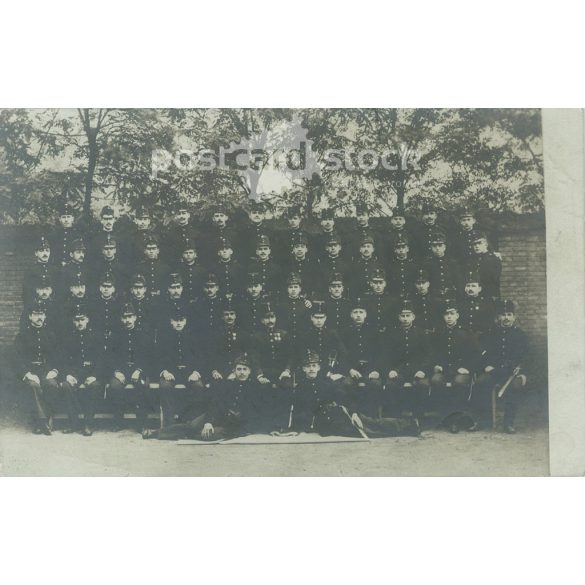 Circa 1914 - Military photo. The people in the photo and the photographer are unknown. Old photo. Black and white photo sheet, original paper image. (2793797)