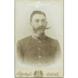 Circa 1900 - Portrait photo of a young officer. The photo was taken in Antal Scherling’s photo studio in Satu Mare. Original  Cabinet card / CDV photo / hardback photo. (2793836)