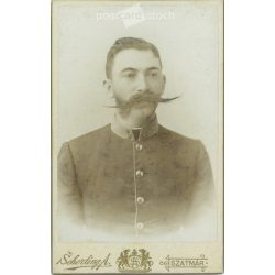  Circa 1900 - Portrait photo of a young officer. The photo was taken in Antal Scherling’s photo studio in Satu Mare. Original  Cabinet card / CDV photo / hardback photo. (2793836)