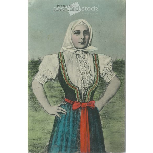 1915 - Polish girl in costume. Colorful unique graphic, old postcard. (2793847)