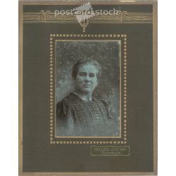   Circa 1905 - Photo of Anna Piros. The photo was taken in the photo studio of József Hollósi, Subotica. Original old photo. Black and white, laminated photo, original paper image. (2793853)