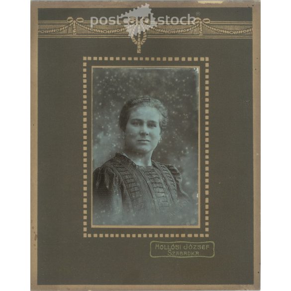 Circa 1905 - Photo of Anna Piros. The photo was taken in the photo studio of József Hollósi, Subotica. Original old photo. Black and white, laminated photo, original paper image. (2793853)