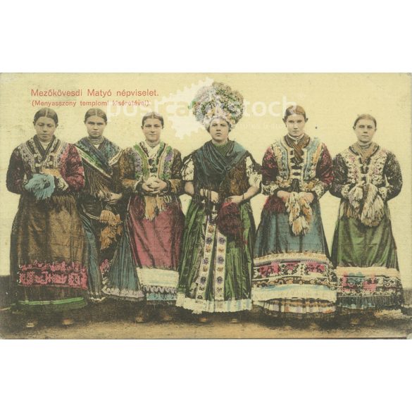 1911 - Mezőkövesdi Matyó national costume. The identity of the people in the picture is unknown. Published by Balázs Ferencz. Colored photo. Old postcard. (2793865)