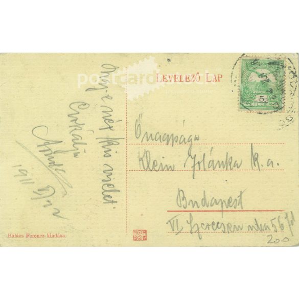 1911 - Mezőkövesdi Matyó national costume. The identity of the people in the picture is unknown. Published by Balázs Ferencz. Colored photo. Old postcard. (2793865)