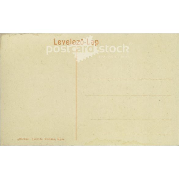 Mezőkövesd folk costume. The persons in the picture are unknown. Published by Baross Printing House, Eger. Colored photo. Old postcard. (2793867)