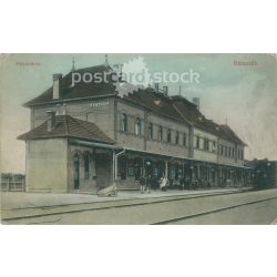   1913 - Bátaszék, railway station. Original old photo. Colored photo, old postcard. (2793868)