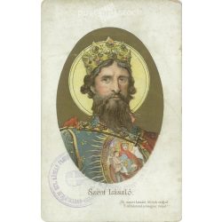   Lithograph of Saint Ladislaus. Prayer to Saint Ladislaus. The artist of the picture is unknown. Published by Werbőczy Printing House, Budapest. Colored lithograph, commemorative sheet. (2793871)