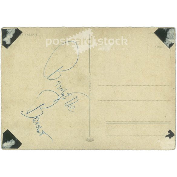 11955 - Brigitte Bardot French actress, singer. German postcard by Krüger. Photo: Cornel Lucas, Advertising image for the film Doctor at Sea. Original paper image. Old photo. Colored photo, old postcard. (2793875)