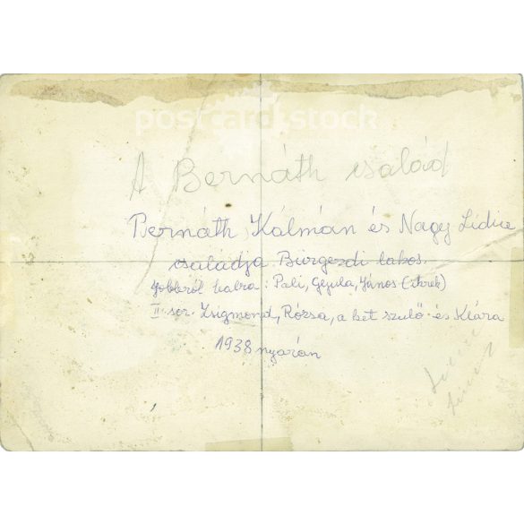 1938 - Bernáth Kálmán and his family. Bürgezd, Transylvania. The author of the picture is unknown. Original old photo. Black and white photo, original paper image. (2793876)