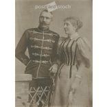 1872 - Young officer and his wife, studio photo. The person in the photo and the photographer are unknown. Original old photo. Black and white, laminated photo, original paper photo. (2793878)