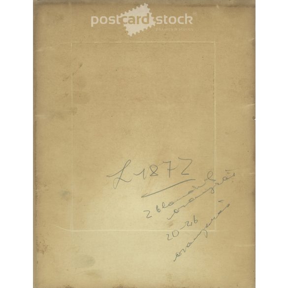 1872 - Young officer and his wife, studio photo. The person in the photo and the photographer are unknown. Original old photo. Black and white, laminated photo, original paper photo. (2793878)