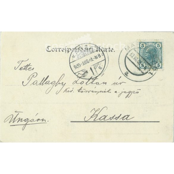 1905 - Kaiserstrasse, Marienbad. Original old photo. Colored photo, old postcard. (2793882)