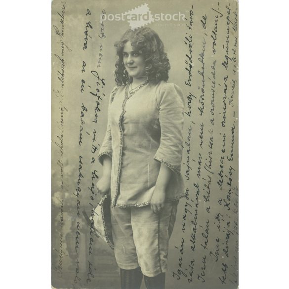 1900 - Debrecen. The person in the picture and the photographer are unknown. Original old photo. Black and white photo, old postcard. (2793883)