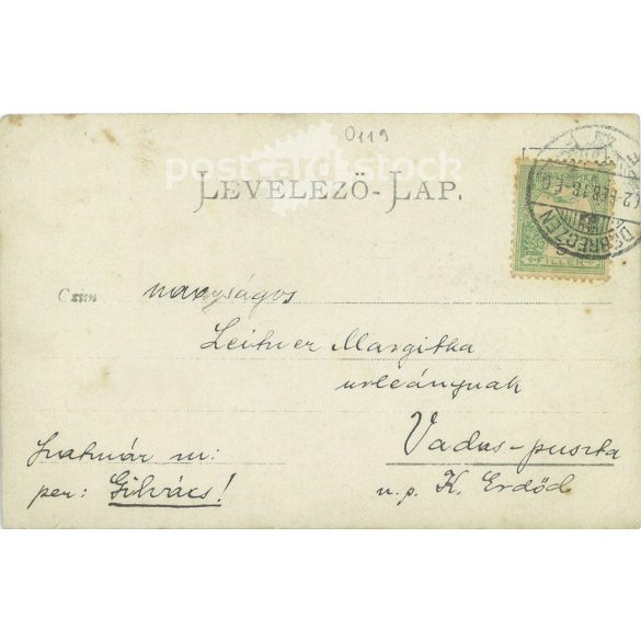 1900 - Debrecen. The person in the picture and the photographer are unknown. Original old photo. Black and white photo, old postcard. (2793883)