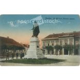 1915 - Statue of Ferenc Rákóczi II, Sombor. Original old photo. Colored photo, old postcard. (2793884)