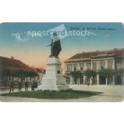   1915 - Statue of Ferenc Rákóczi II, Sombor. Original old photo. Colored photo, old postcard. (2793884)