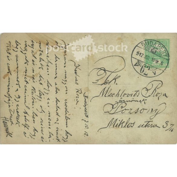 1912 - Studio photo of a middle-aged man. The person in the photo and the photographer are unknown. Original old photo, gelatin silver. Black and white photo plate, old postcard. (2793894)