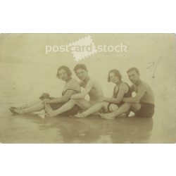   1922 - Balatonberény. “In memory of better days.” The people in the picture and the photographer are unknown. Old photo. Original photo. Black and white photo, old postcard. (2793896)