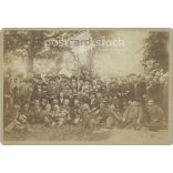 Group photo, during a festive event outdoors. The identity of the people in the photo and the photographer are unknown. Old photo. Original  Cabinet card / CDV photo / hardback photo. (2793898)
