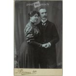 1905 - Studio photo of Kálmán Pantl and Gizella Molnár. The photo was taken in the Brenner Brothers' photo studio in Szeged. Old photo. Original  Cabinet card / CDV photo / hardback photo. (2793899)