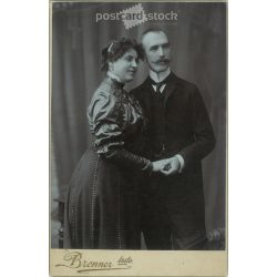   1905 - Studio photo of Kálmán Pantl and Gizella Molnár. The photo was taken in the Brenner Brothers' photo studio in Szeged. Old photo. Original  Cabinet card / CDV photo / hardback photo. (2793899)
