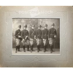   Hugó Barna's photography studio, Miskolc, 1905–1910, six Corporals of the Hungarian infantry of the joint army of the Czar and the Tsar. Original cabinet photo / hardback photo / business card, CDV photo. (2793981)
