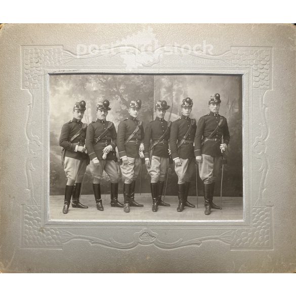 Hugó Barna's photography studio, Miskolc, 1905–1910, six Corporals of the Hungarian infantry of the joint army of the Czar and the Tsar. Original cabinet photo / hardback photo / business card, CDV photo. (2793981)